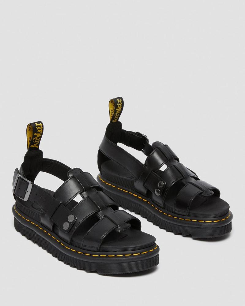 Dr Martens Terry Leren Gladiator Sandalen Dames Zwart | NL 488LIS